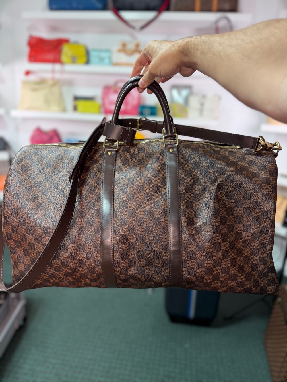 pua discount $2900 Retail LV Damier Ebene Keepall Bandouliere